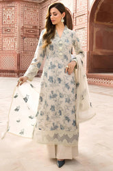 KP729-Bareeze -Embroidered 3pc lawn dress with embroidered chiffon dupatta